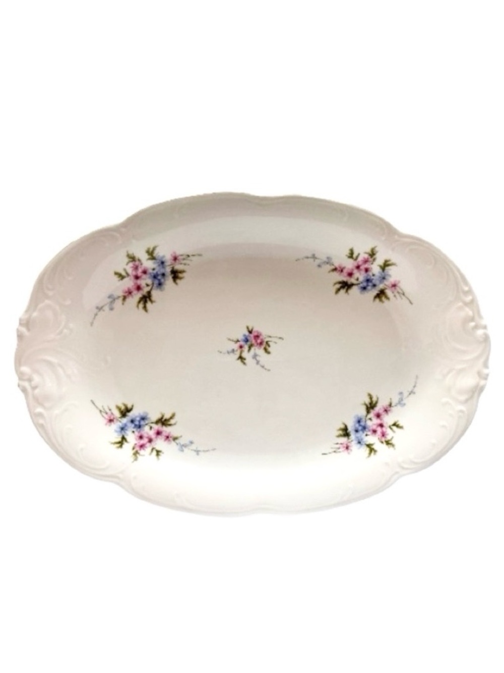 Wawel Rose Garden‎ Vintage Polish Fine Porcelain Rimmed Serving Platter 13" X 9"